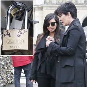 Kim Kardashian and Kris Jenner Visit Lovers' Bridge in Paris—See Token They Left!