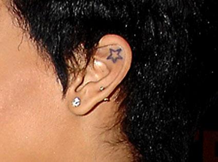 tribal tattoo behind the ear 16072009. Star Tattoo In Ear