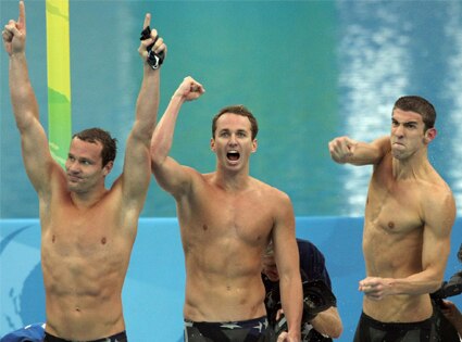 Brendan Hansen, Aaron Peirsol, Michael Phelps