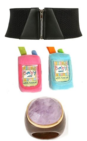 Forever 21 Zipper Waist Belt, Ganz: Baby's First Cellphones, Anthropologie Semi-Precious Cocktail Ring