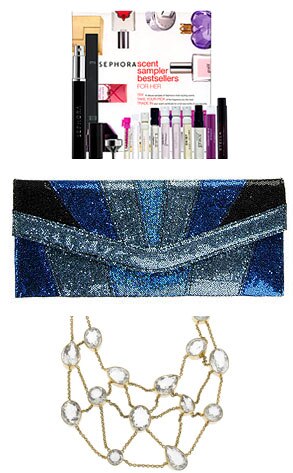 Sephora Scent Sample, Forever 21 Glitter Clutch, Isharya Polki Bib Necklace