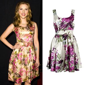 Scarlett Johansson, Forever 21 Chic Floral Satin Dress