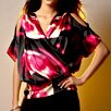 DKNYC Cold-Shoulder Dolman-Sleeve Silk Top