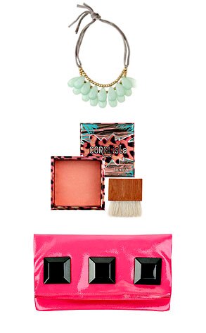 Anthropologie Stormy Sea Necklace, Coralista Blush, Forever 21 Pink Clutch