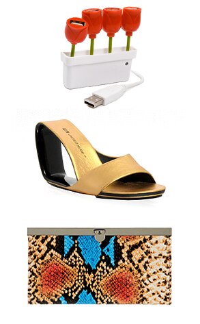 USB Tulip Hub, United Nude Mobius High Wedge, Forever 21 Fab Colored Reptile Skin Wallet