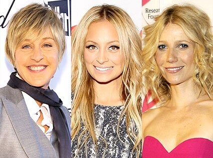 Ellen DeGeneres, Nicole Richie, Gwyneth Paltrow