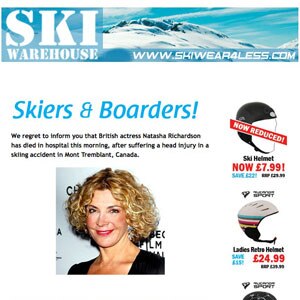 Natasha Richardson, Ski News letter