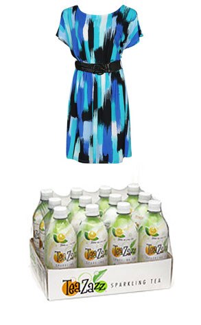 TeaZazz Sparkling Green Tea Lime, Forever 21 Brushstroke Silky Dress
