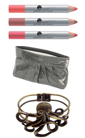 Glominerals Lip Crayons, Surly Girl Clutch, My Pet Octopus Cuff