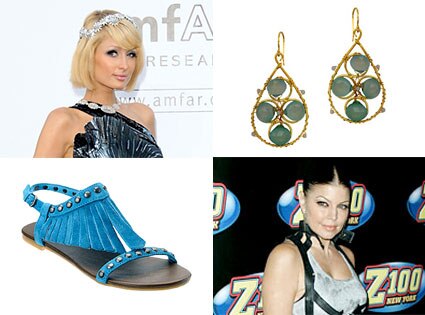 Paris Hilton, Flying Lizard Earrings, Nine West Fringe Sandal, Fergie