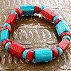 Faux Turquoise and Coral Beaded Bracelet