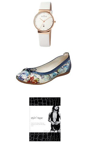 Skagen Rose Gold and White Leather Watch, Geox Donna Lola Flat, Bristols 6 Stylin' Double Stick Tape