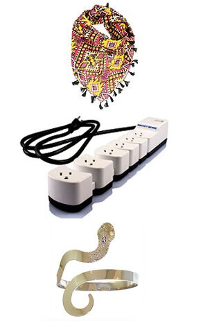 Forever 21 Fluorescent Tribal Scarf, Socket Sense Surge Strip, Go Jane Snake Armband