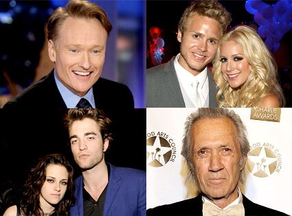 Conan O'Brien, Heidi Montag, Spencer Pratt, Kristen Stewart, Robert Pattinson, David Carradine
