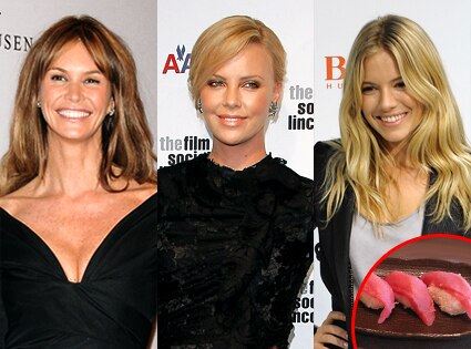 Elle MacPherson, Charlize Theron, Sienna Miller, Sushi