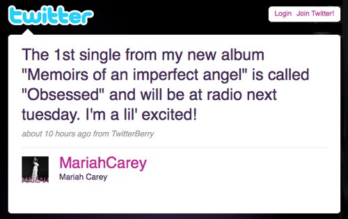 Mariah Carey's Twitter Page