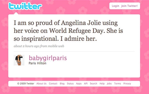 Paris Hilton, Twitter Page