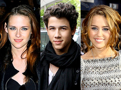 Kristen Stewart, Nick Jonas, Miley Cyrus