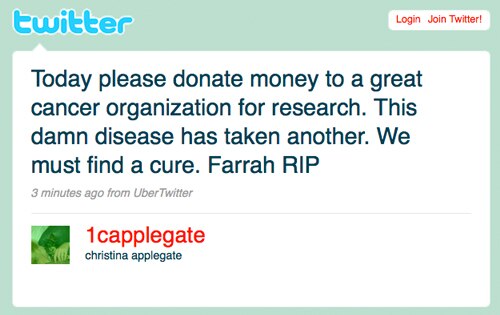Christina Applegate's Twitter Page