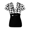 Go Jane Belted Checker Print Ruffle Top