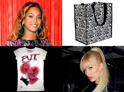 Beyonce Knowles, Enviro Vogue Bag, Lyric Culter P.Y.T Tribute Tee, Paris Hilton