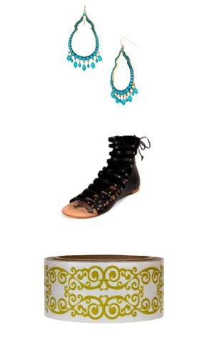 Lauren By Ralph Lauren Turquoise Chandelier Earrings, Dolce Vita Delilah Sandal, Scroll Decorative Package Tape