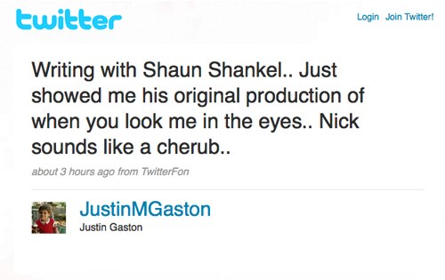 Justin Gaston's Twitter Page