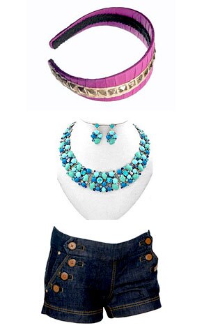 Stella Accessories Chandler Headband, Sparkles Collar Necklace Set, Forever 21 Double Button Short