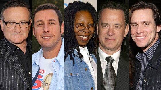 Adam Sandler, Whoopi Goldberg, Tom Hanks, Robin Williams, Jim Carrey
