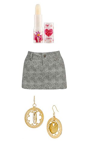 Cargo Lip Balm, Forever 21 Python Mini Skirt, Twisted Silver Serenity Earrings