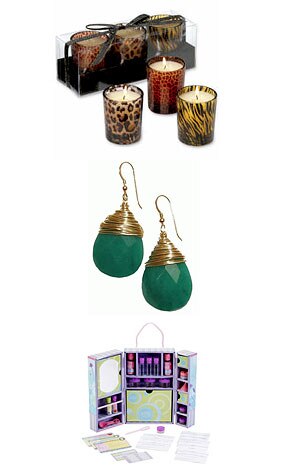 Fabulous Furs Animal Candles, Robyn Rhodes Carissa Earrings, Spa Factory Spa Party Sleepover
