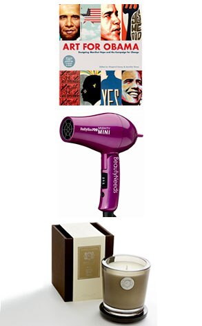 Art for Obama: Designing Manifest Hope and the Campaign for Change, Babyliss PRO Mighty Mini Hair Dryer, Aquiesse Timber Soy Candle