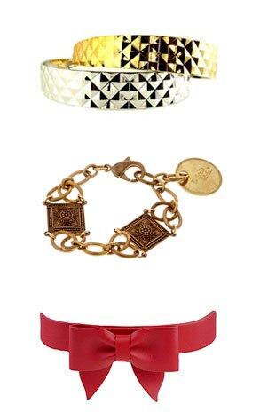 Shop4Sparkles Pyramid Headband, Twisted Silver Elizabeth Bracelet, Forever 21 Bow Belt