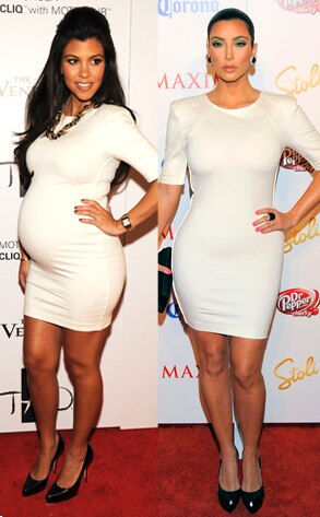 Two Kardashian sisters one HM dress Kim wore this white sheath to a Maxim
