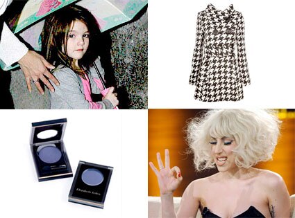 Suri Cruise, Charlotte Russe Trench Coat, Elizabeth Arden Intrigue Indigo Eye Shadow, Lady Gaga