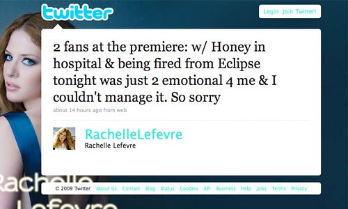 Rachelle Lefevre, Twitter