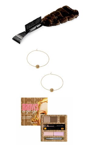 Fabulous Furs Ice Scarper, Twisted Silver Hoops, Benefit Brow Kit