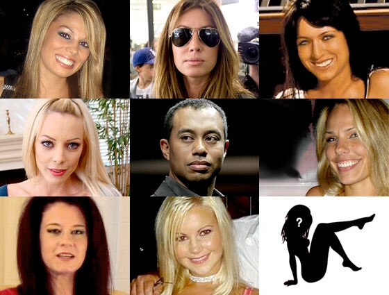 Jaimee Grubbs, Rachel Uchitel, Kalika Moquin, Holly Sampson, Tiger Woods, Cori Rist, Mindy Lawton, Jamie Jungers