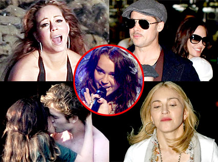 Mariah Carey, Brad Pitt, Angelina Jolie, Robert Pattinson, Kristen Stewart, Madonna, Miley Cyrus