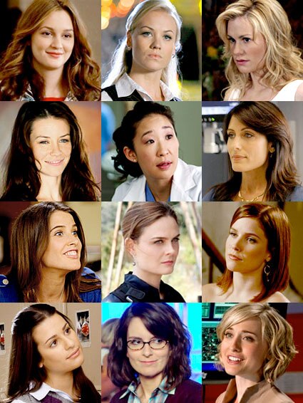 Girl on Top, Leighton Meester, Gossip Girl, Yvonne Strahovski Chuck, Anna Paquin, True Blood, Evangeline Lilly, Lost, Sandra Oh, Grey's Anatomy, Lisa Edelstein, House, Cobie Smulders, How I Met Your Mother, Emily Deschanel, Bones, Sophia Bush, One Tree Hill, Lea Michele, Glee, Tina Fey, 30 Rock, Allison Mack, Smallville