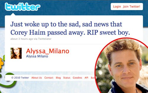 Alyssa Milano, Twitter, Corey