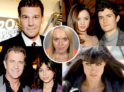David Boreanaz, Orlando Bloom, Miranda Kerr, Mel Gibson, Oksana Grigorieva, Angelina Jolie, Lindsay Lohan