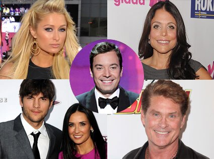 Ashton Kutcher, Demi Moore, Paris Hilton, David Hasselhoff, Bethenny Frankel, Jimmy Fallon 