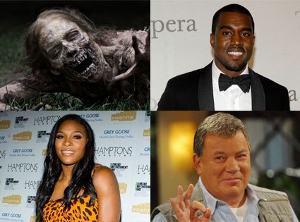 The Walking Dead, Kanye West, Serena Williams, William Shatner