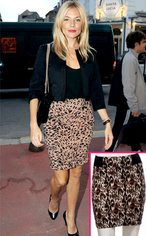 Sienna Miller, Bebe Leopard-Print Pencil Skirt