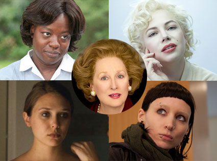 Meryl Streep, Iron Lady, Michelle Williams, My Week With Marilyn, Viola Davis, The Help, Rooney Mara, Girl with The Dragon Tattoo