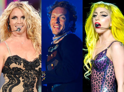 Britney Spears, Chris Martin, Lady Gaga, Coldplay 