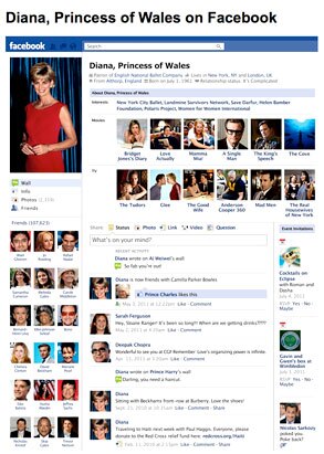 Fake Princess Diana Facebook Page