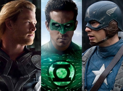 Chris Hemsworth, Thor, Ryan Reynolds, Green Lantern, Chris Evans, Captain America