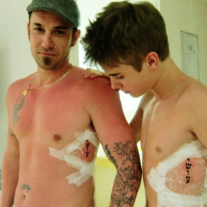bieber posted picture son tattoo lo behold lord biebs